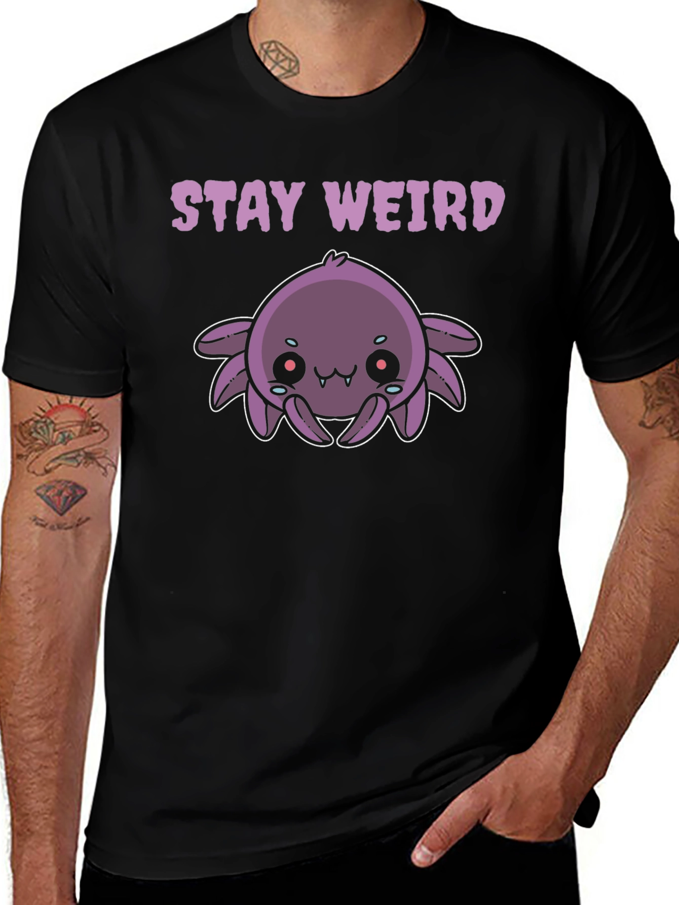 Stay Weird Purple Spider Graphic Tee