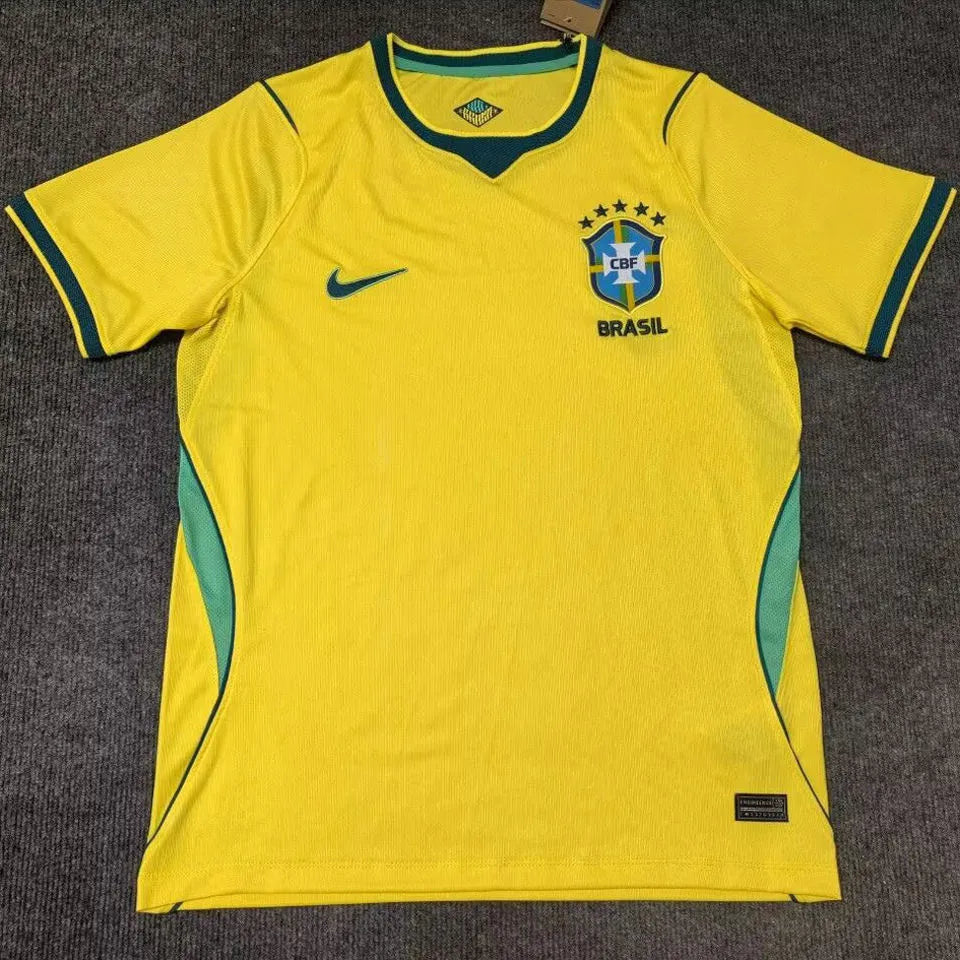 2026/27 Brazil 1:1 Quality Home Yellow Fans Soccer Jersey (Have Right Patch 有右臂章 金底白字） Detail 2
