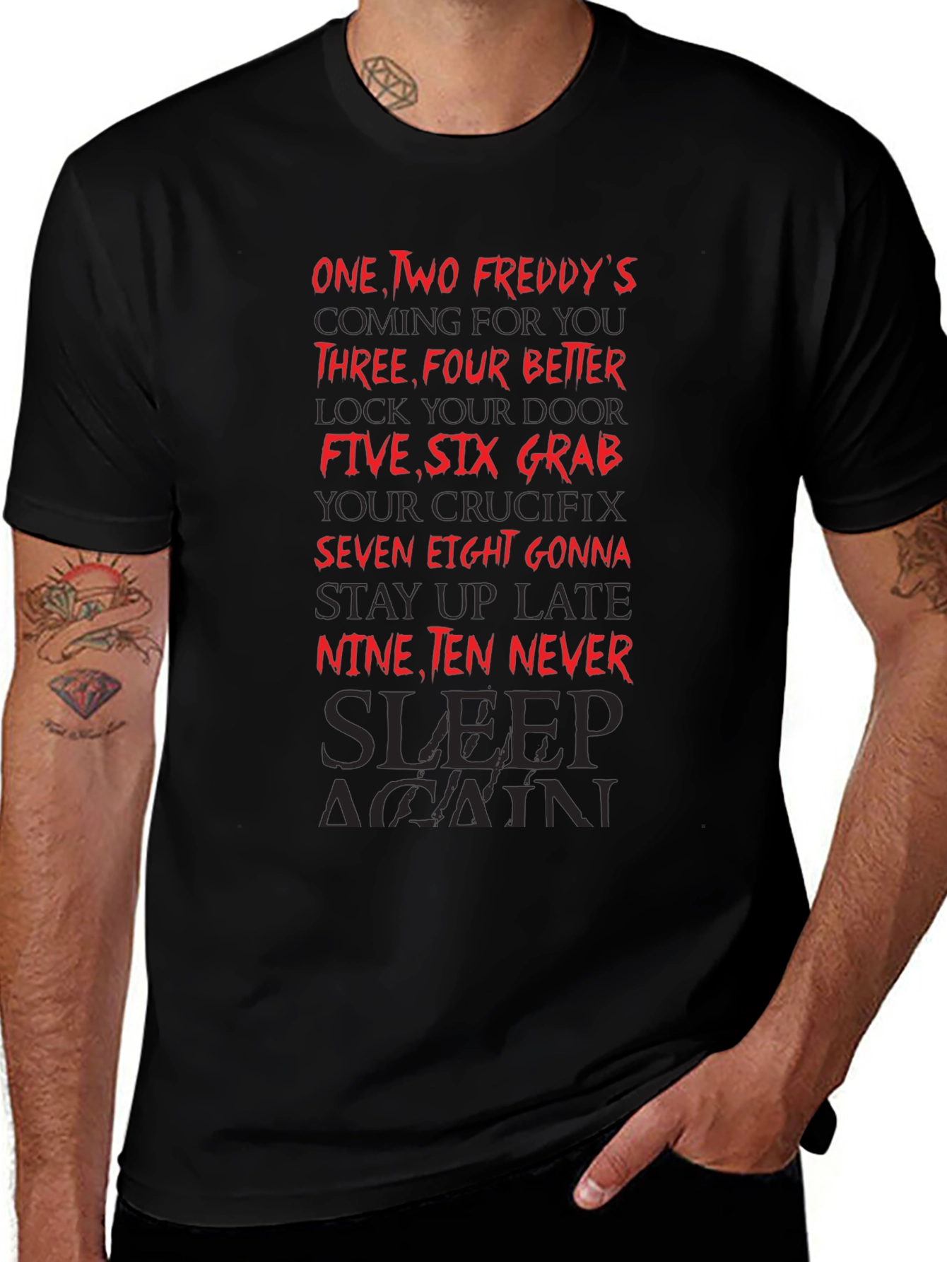 Freddy Krueger Never Sleep Again Graphic Tee - Horror Movie T-Shirt