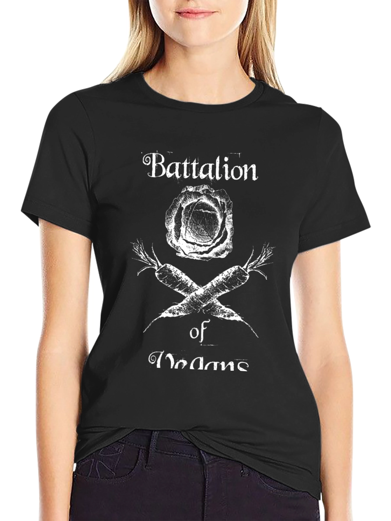 Vegan Battalion T-Shirt - Cabbage & Carrots Design