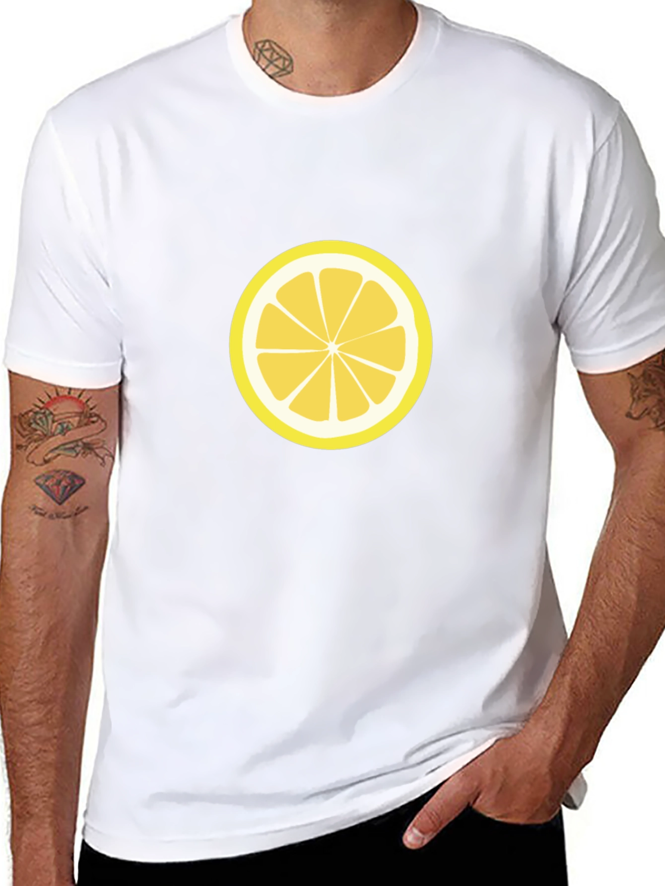 Lemon Slice Graphic Tee - Black Cotton T-Shirt