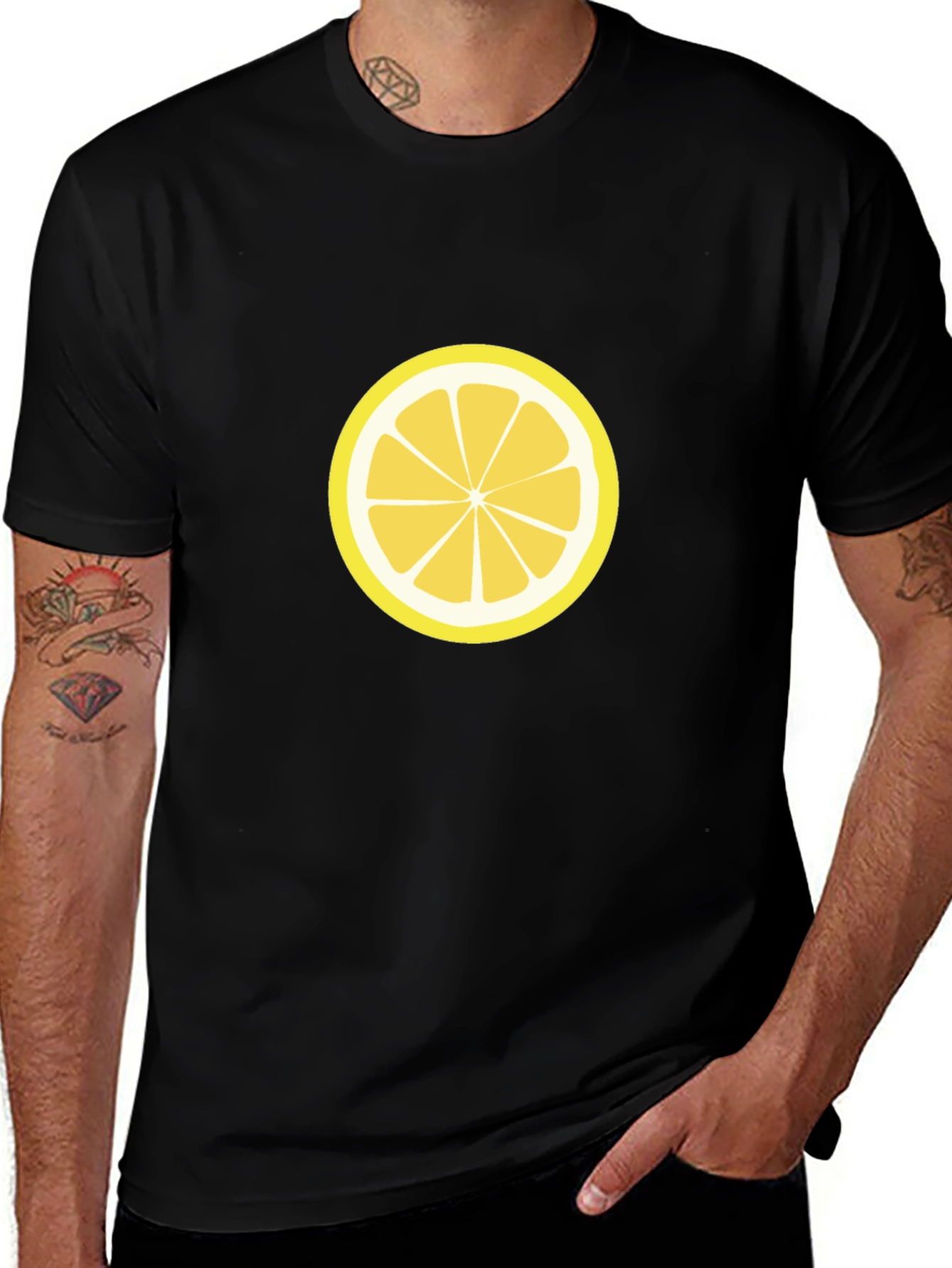 Lemon Slice Graphic Tee - Black Cotton T-Shirt
