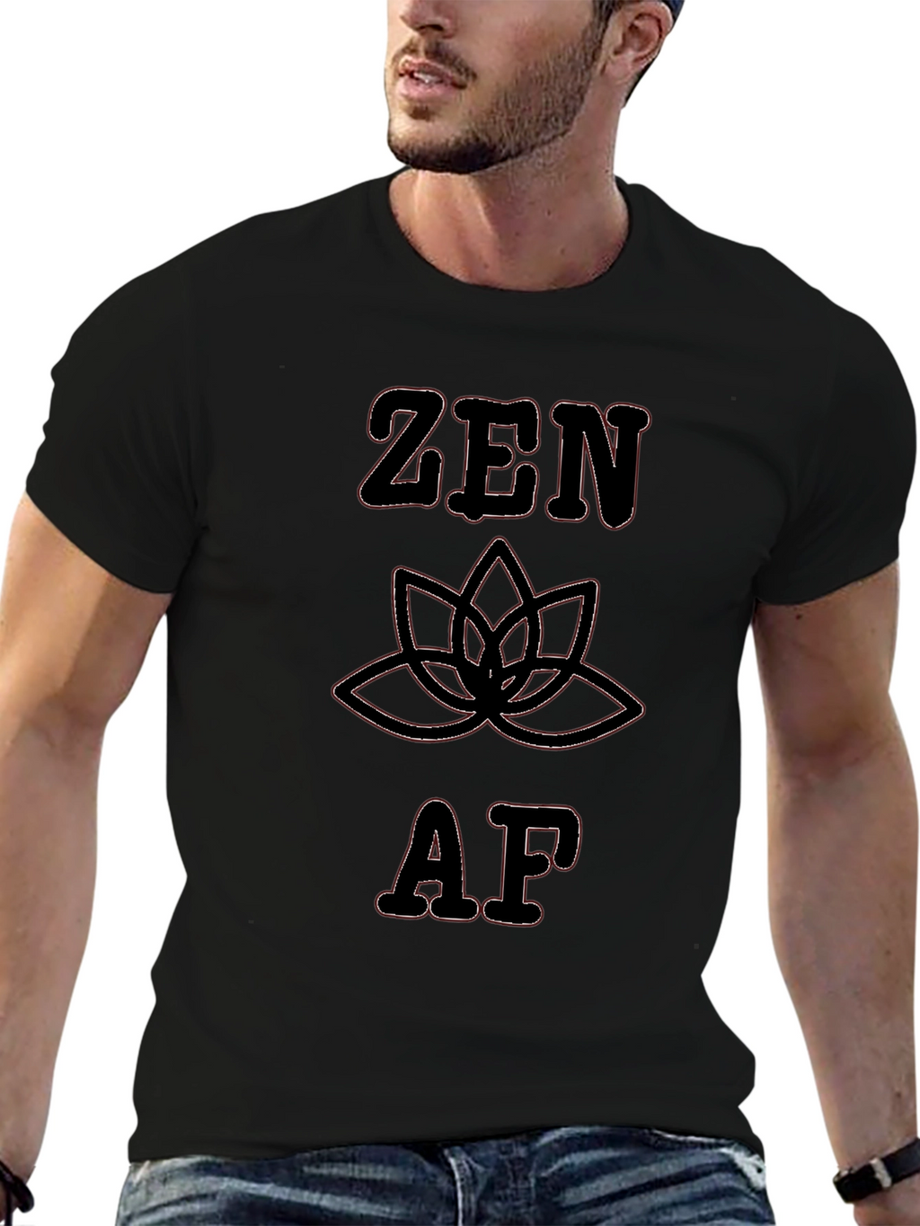 Zen AF Black T-Shirt - Lotus Flower Design