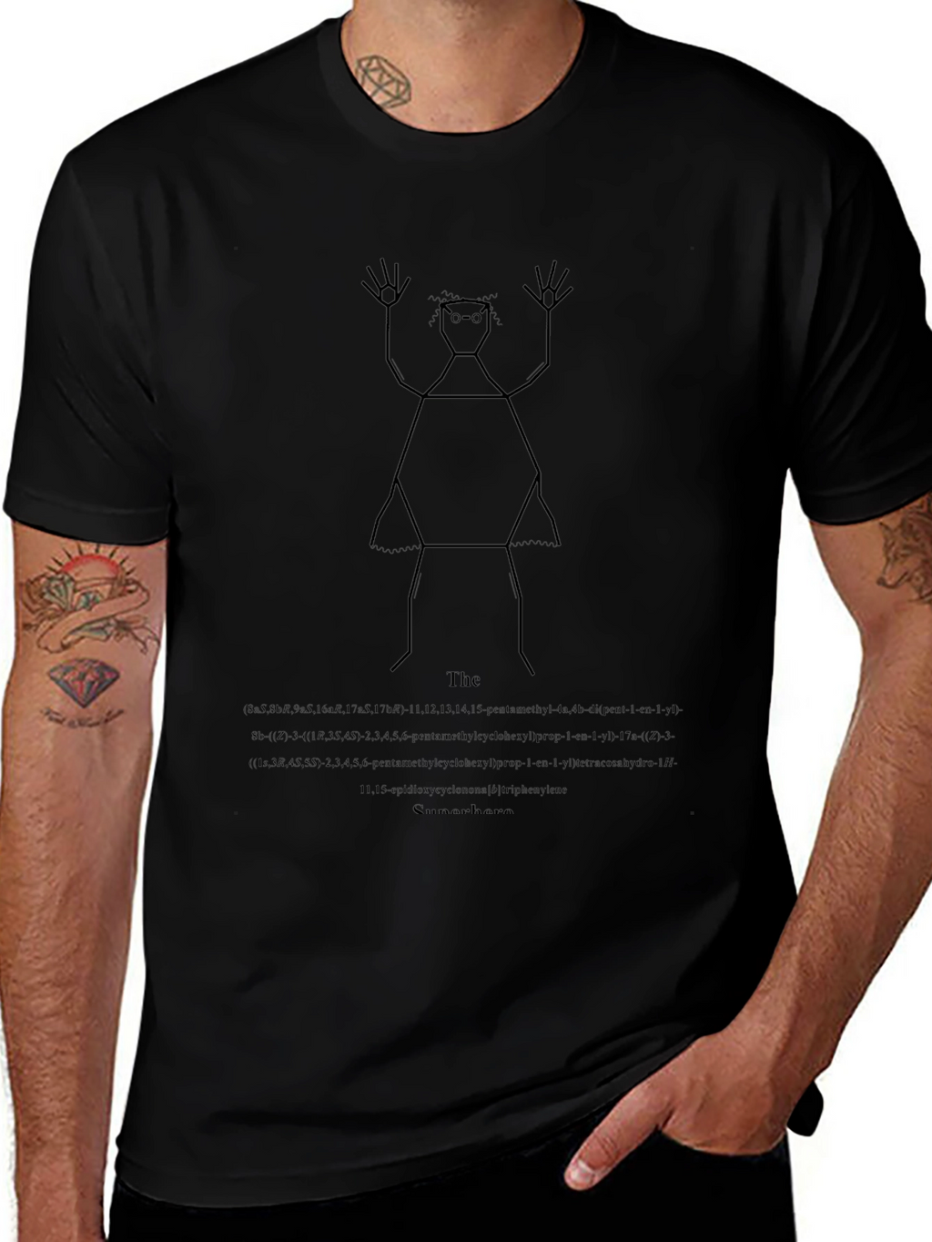 Abstract Geometric Graphic Tee - Black