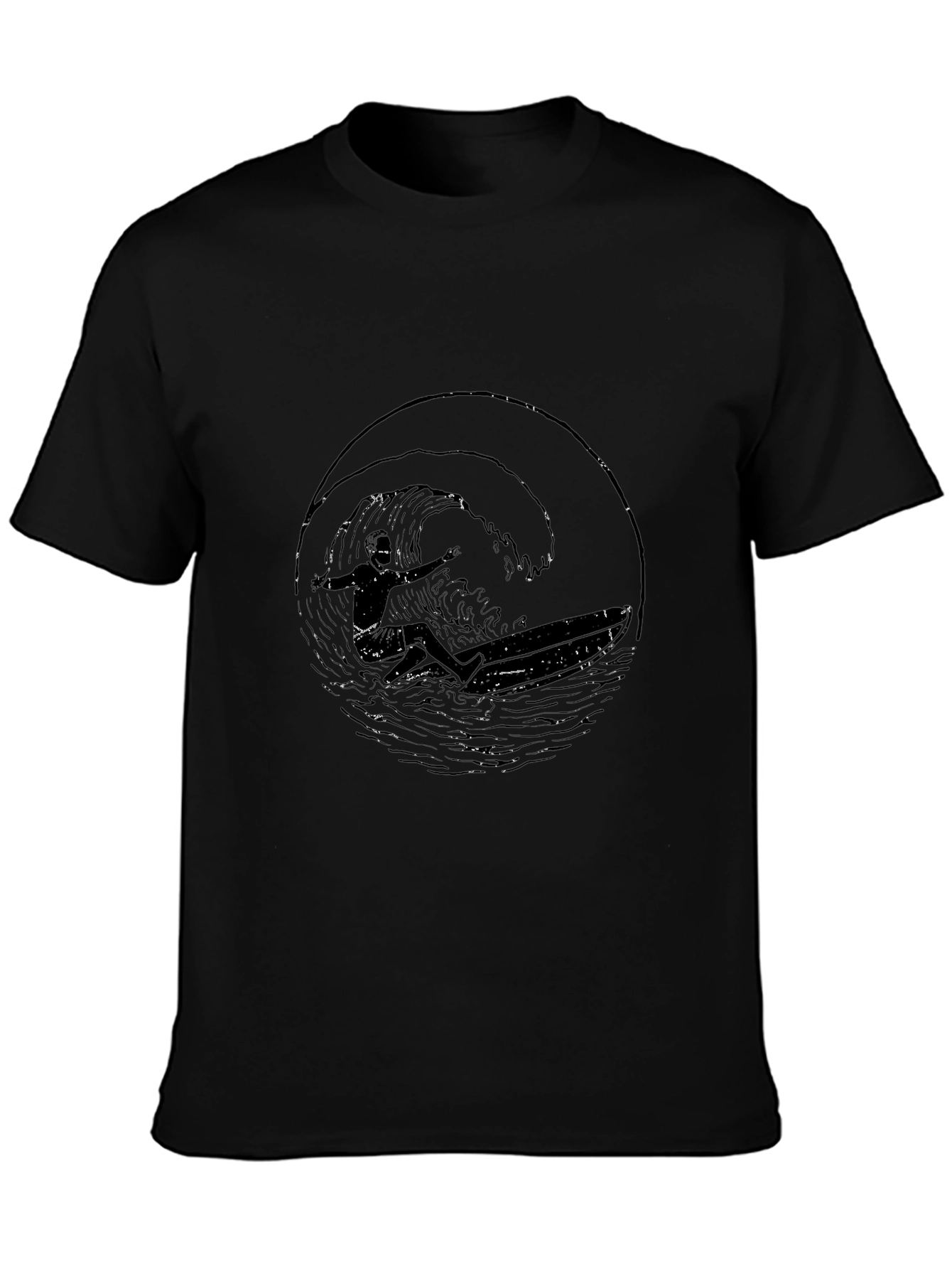 Mens Black Wave Graphic Tee