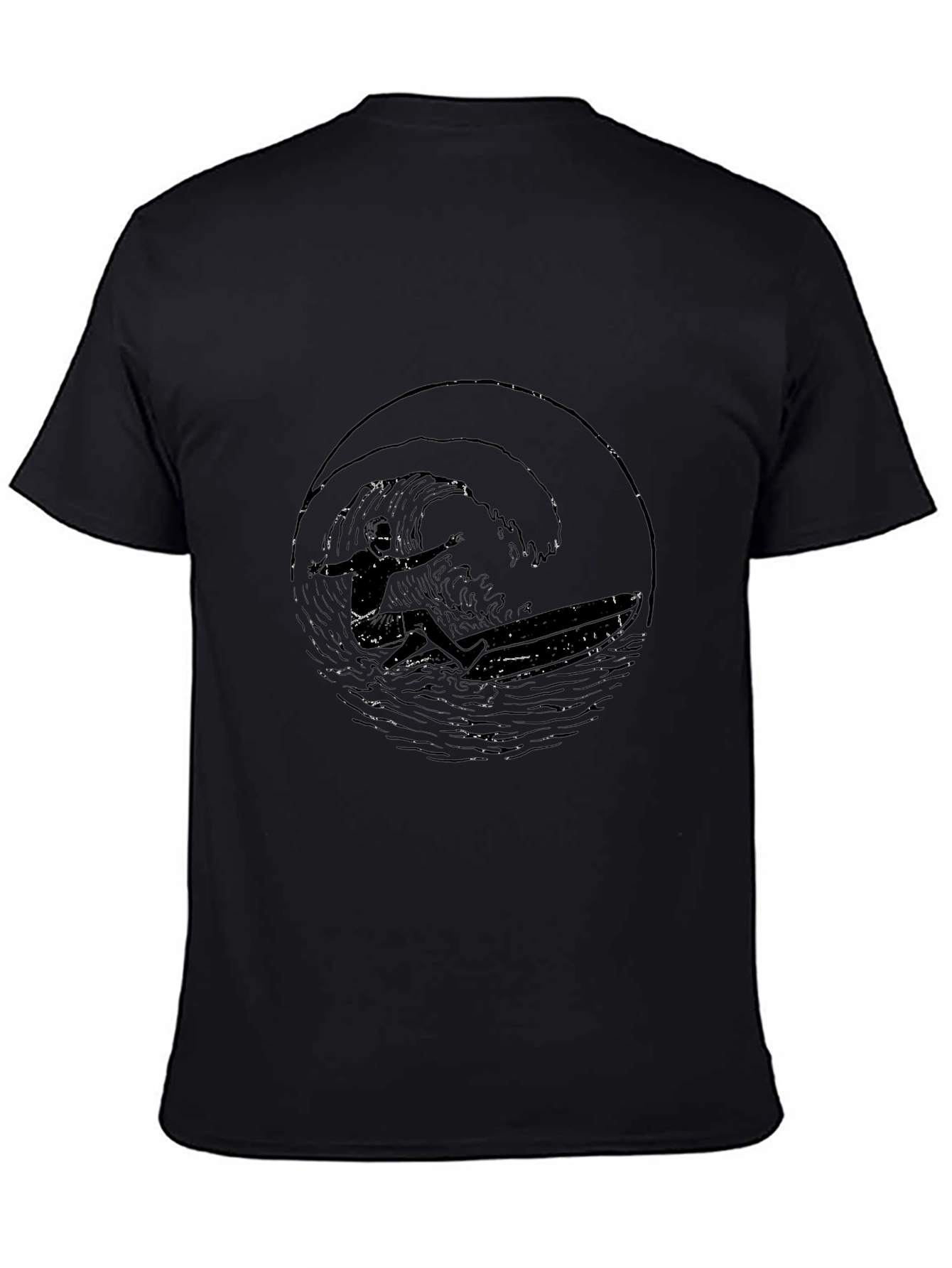 Mens Black Wave Graphic Tee