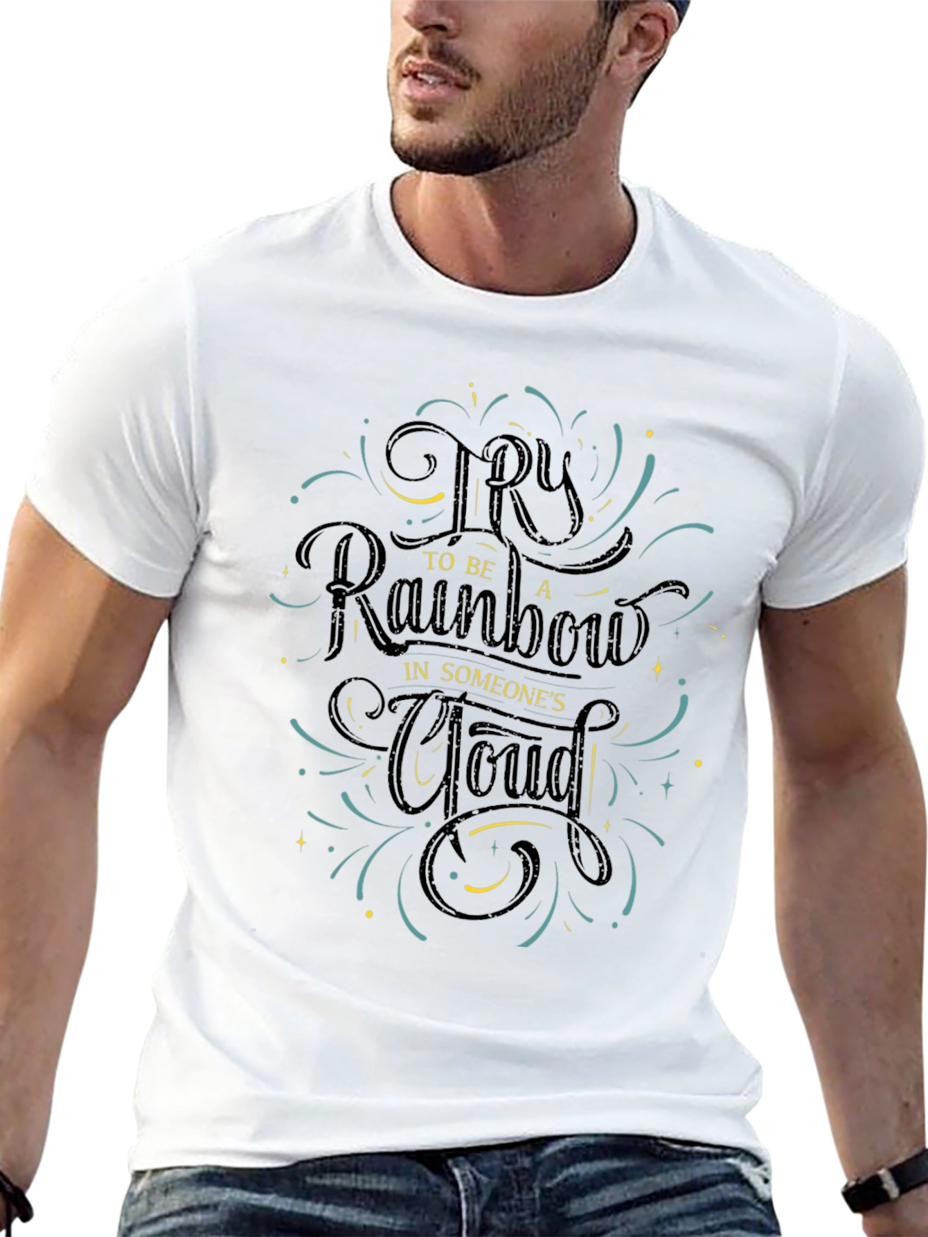 Be a Rainbow Graphic Tee - Motivational Positive Shirt