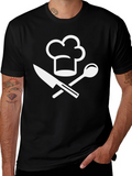 Chefs Hat & Utensils Graphic Tee - Black Cotton