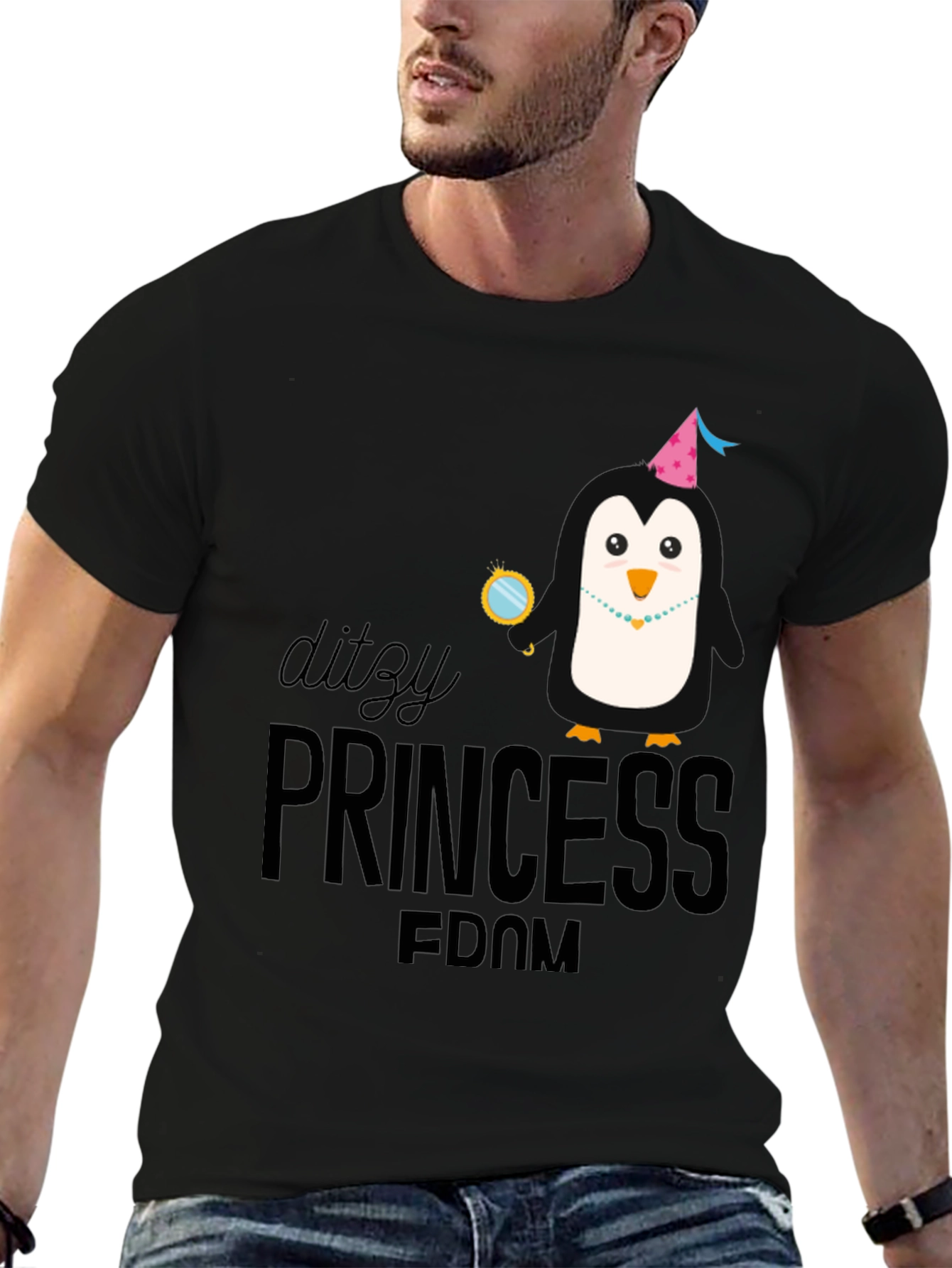 Dizzy Princess Penguin Black T-Shirt