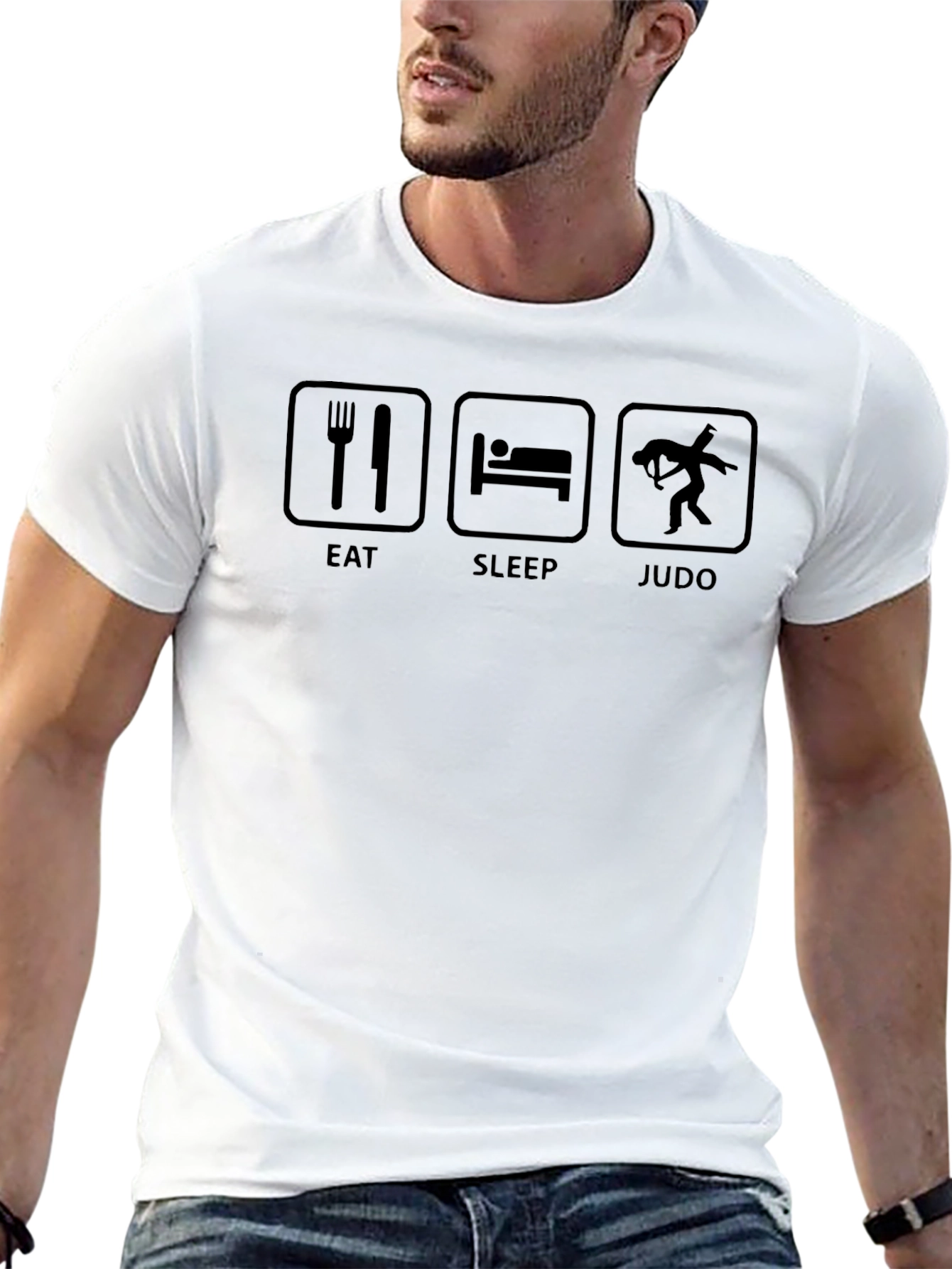 Eat Sleep Judo Black Graphic T-Shirt