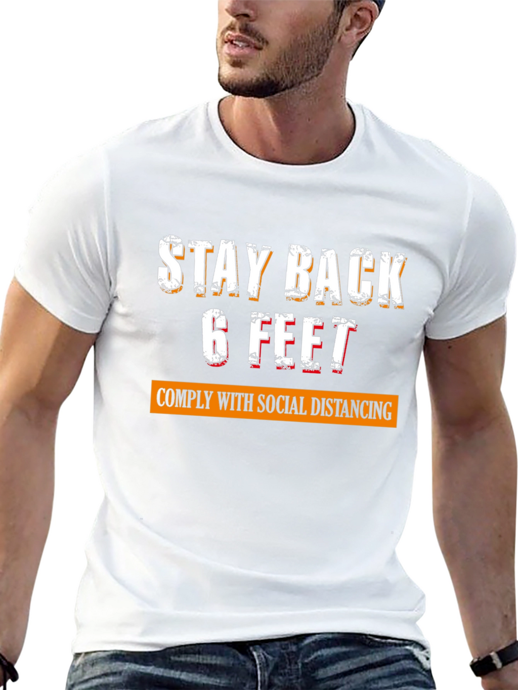 Stay Back 6 Feet Social Distancing Novelty T-Shirt