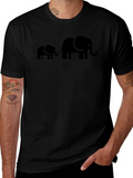 Elephant Family Graphic Tee - Black Cotton