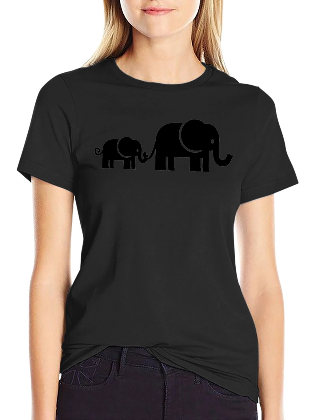 Elephant Family Graphic Tee - Black Cotton