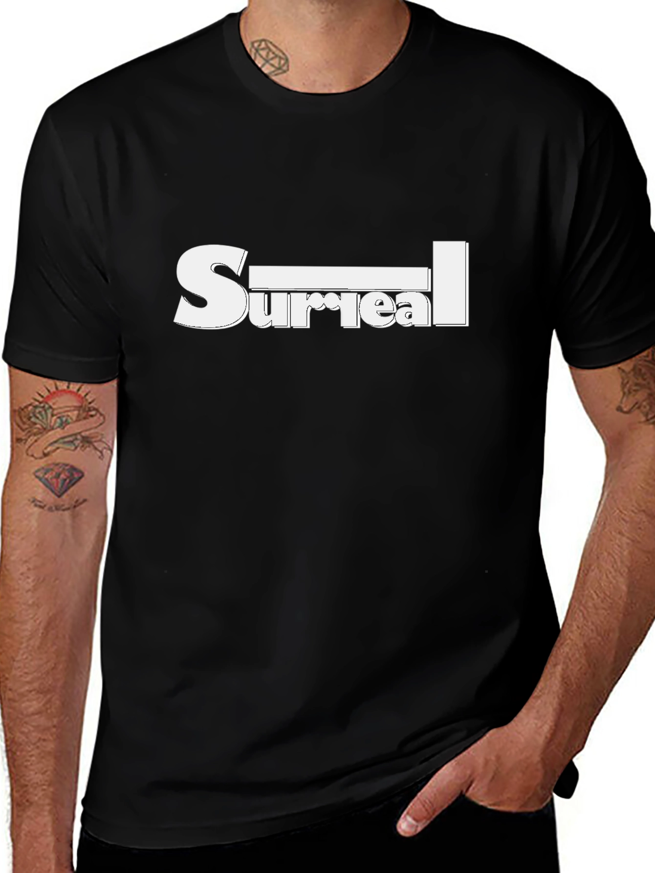 Surreal Graphic Tee - Black Cotton Blend Shirt