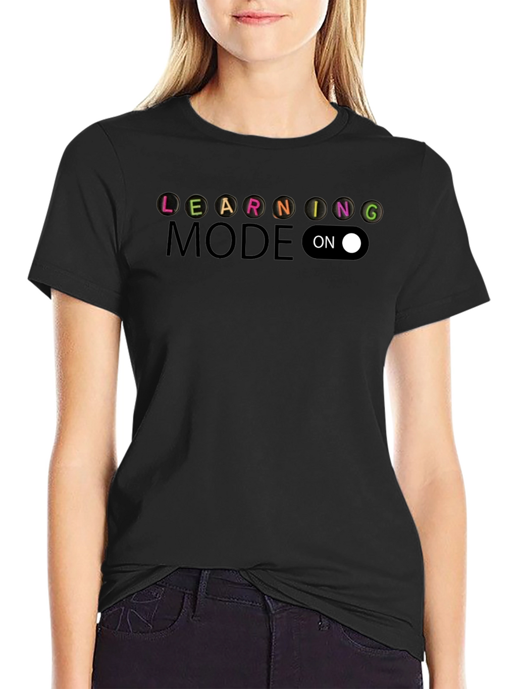 Learning Mode On Black T-Shirt