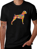 Floral Dog Print Black Tee