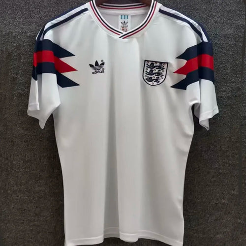 1990 England White Retro Soccer Jersey Front