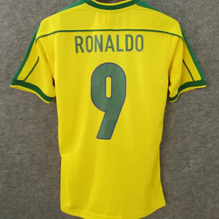 1998 Brazil Home Yellow Retro Long Sleeve Jersey (No small fonts on the chest) Detail 1