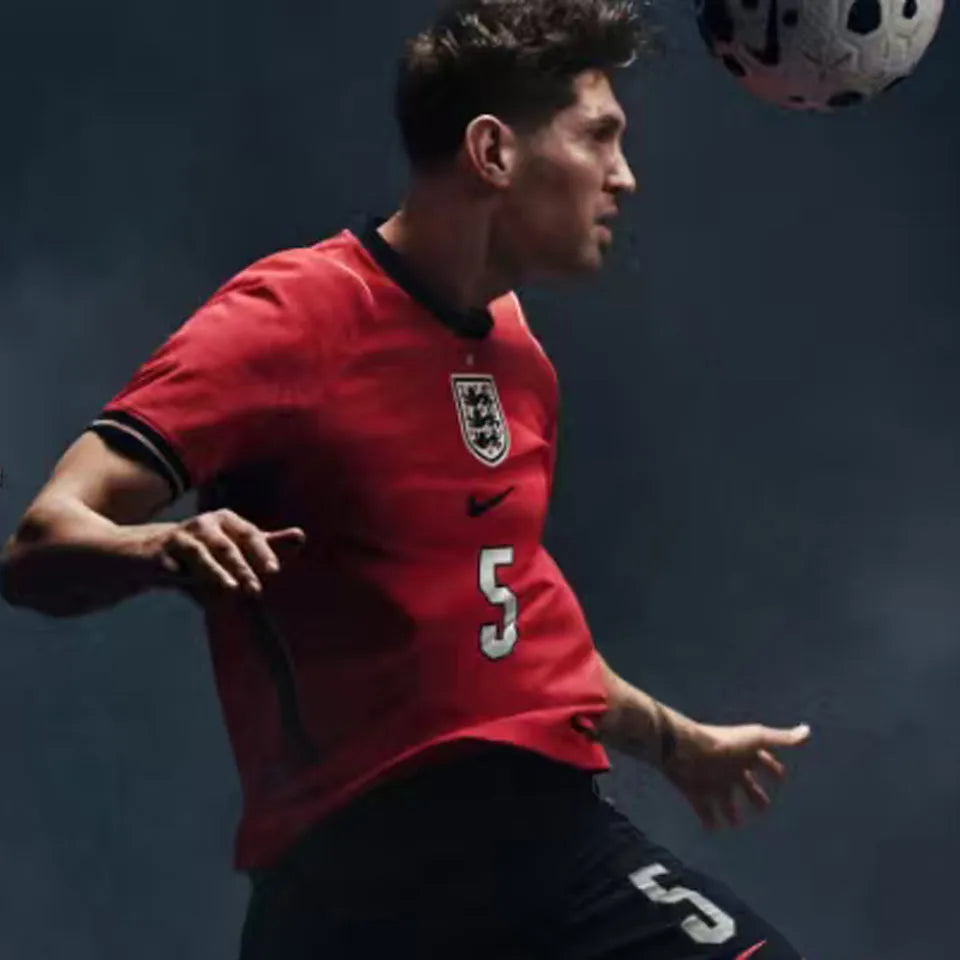 2026/27 England Away Red Player Version Long Sleeve Soccer Jersey Detail 1