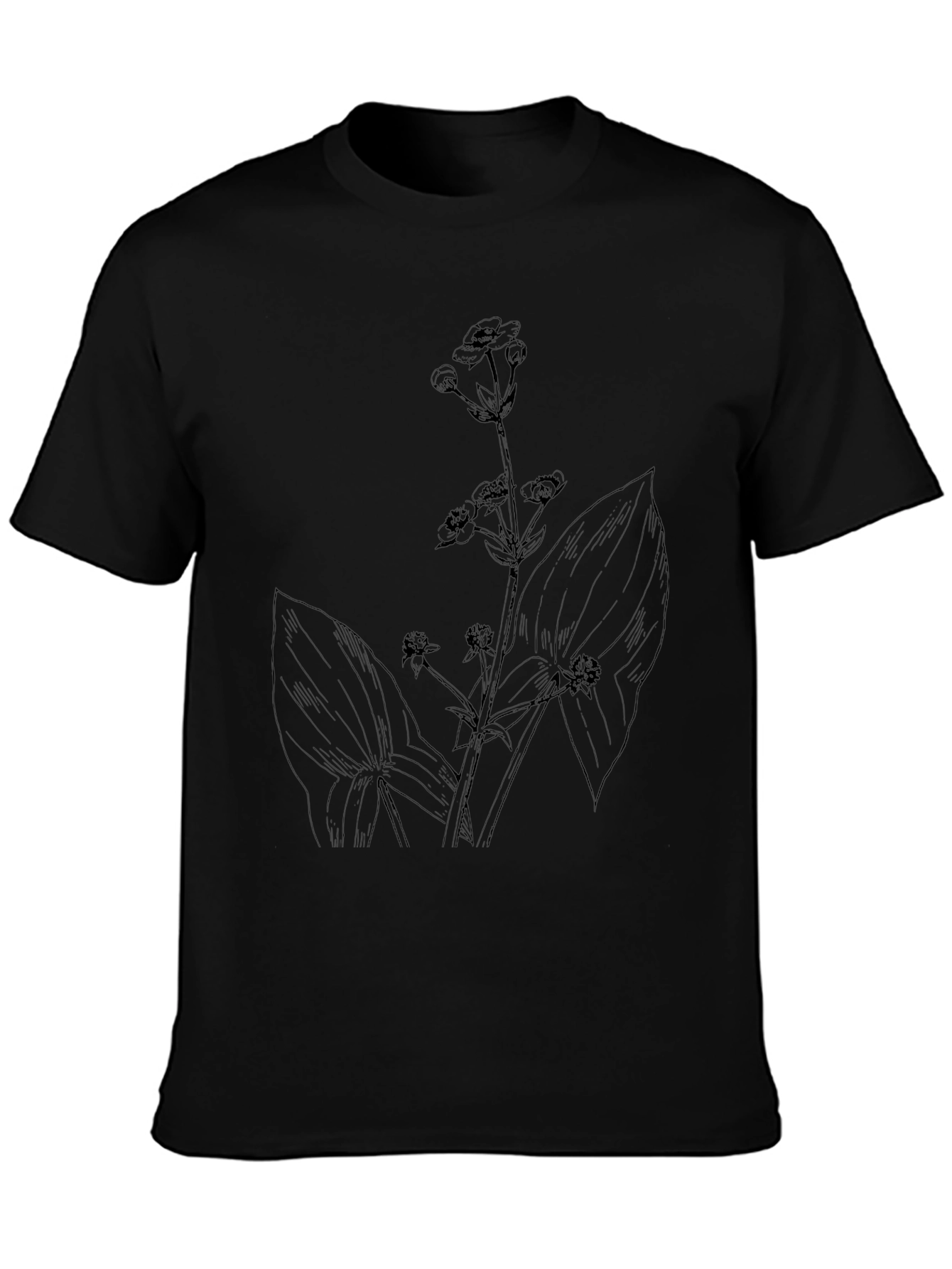 Botanical Print Black T-Shirt for Men