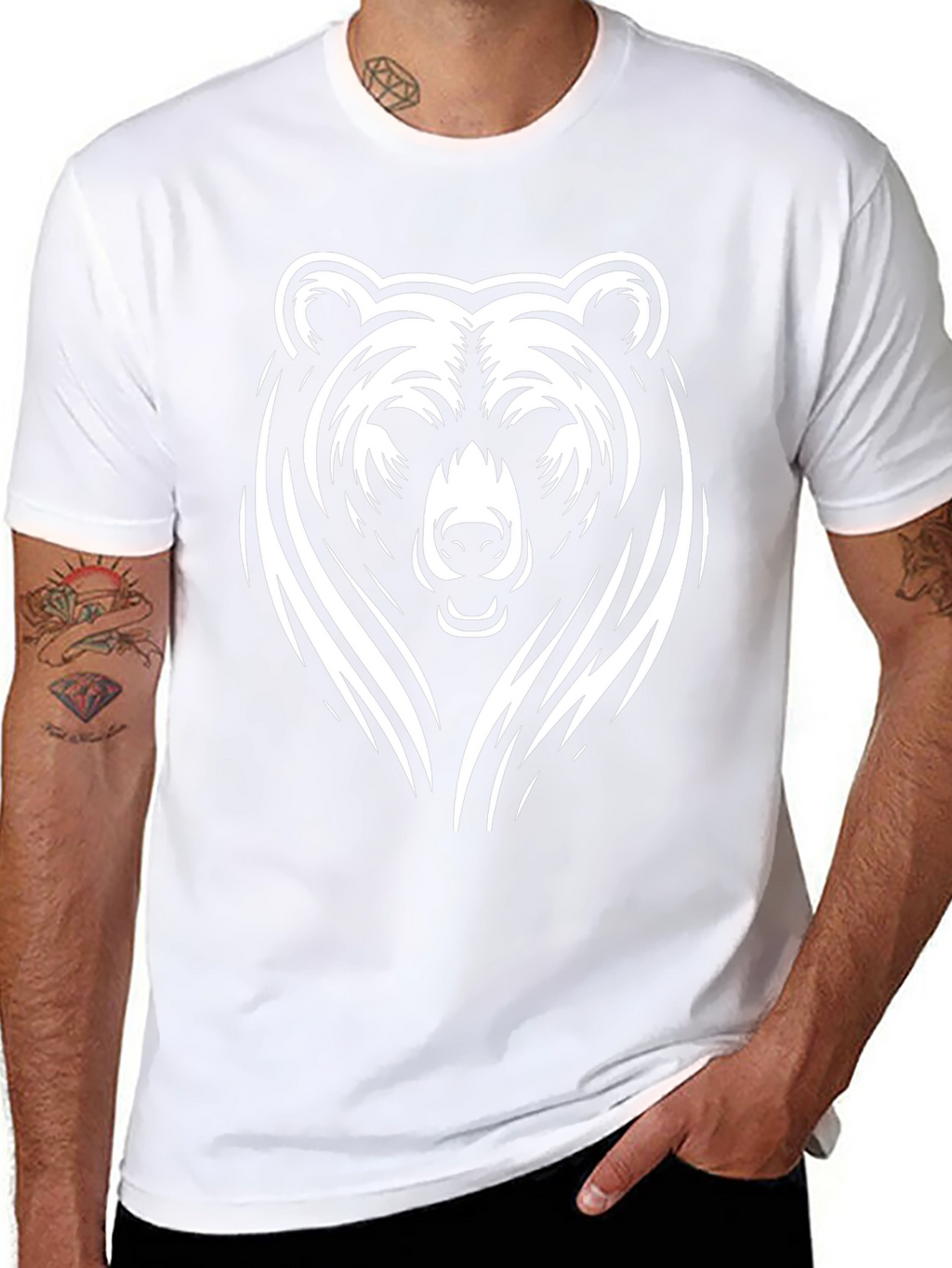 Bold Bear Graphic Tee - Black Cotton T-Shirt