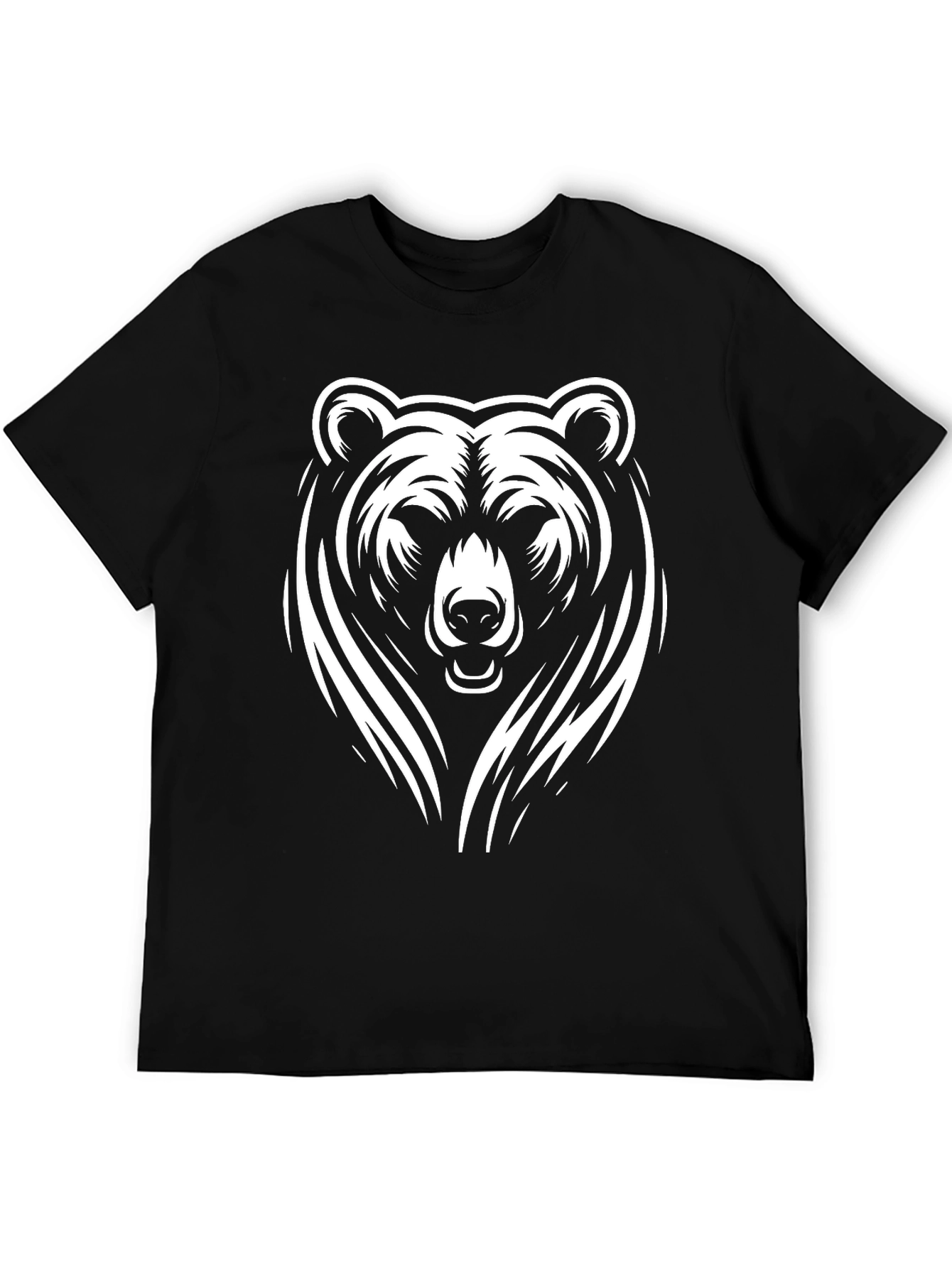 Bold Bear Graphic Tee - Black Cotton T-Shirt