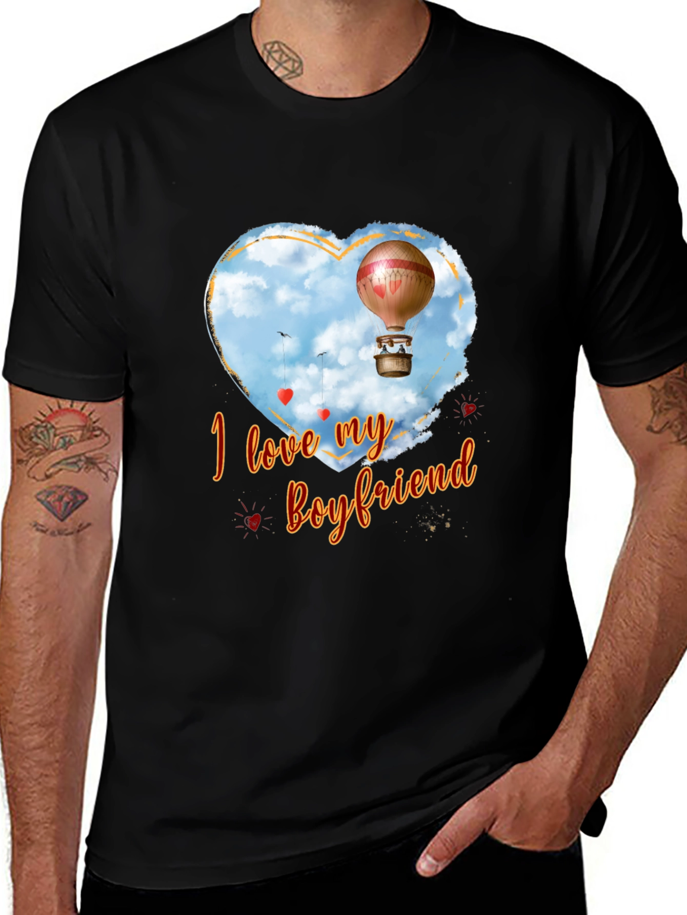 I Love My Boyfriend Hot Air Balloon Heart T-Shirt