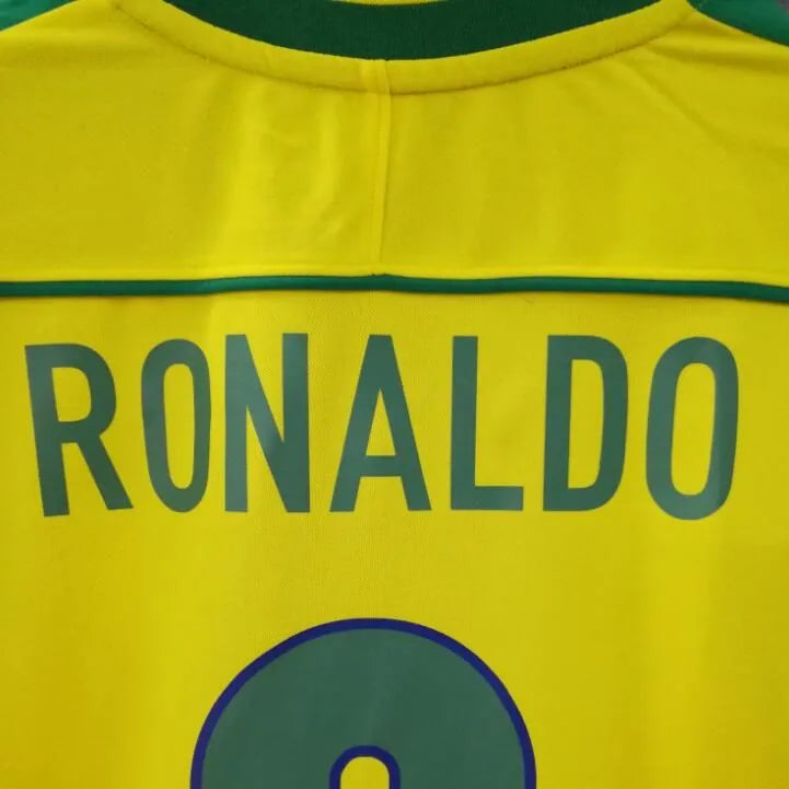 1998 Brazil Home Yellow Retro Long Sleeve Jersey (No small fonts on the chest) Detail 3