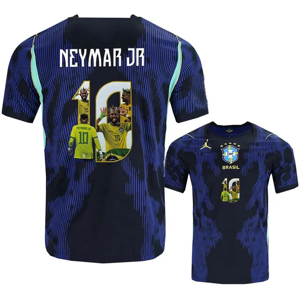 NEYMAR JR #10 Brazil 1:1 Quality Away Blue Fans Soccer Jersey 2026/27 ★★ Front