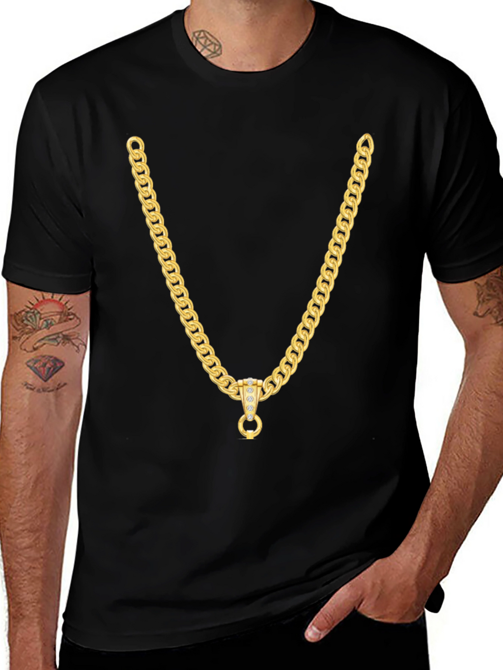 Gold Chain Graphic Tee - Stylish Casual Wear