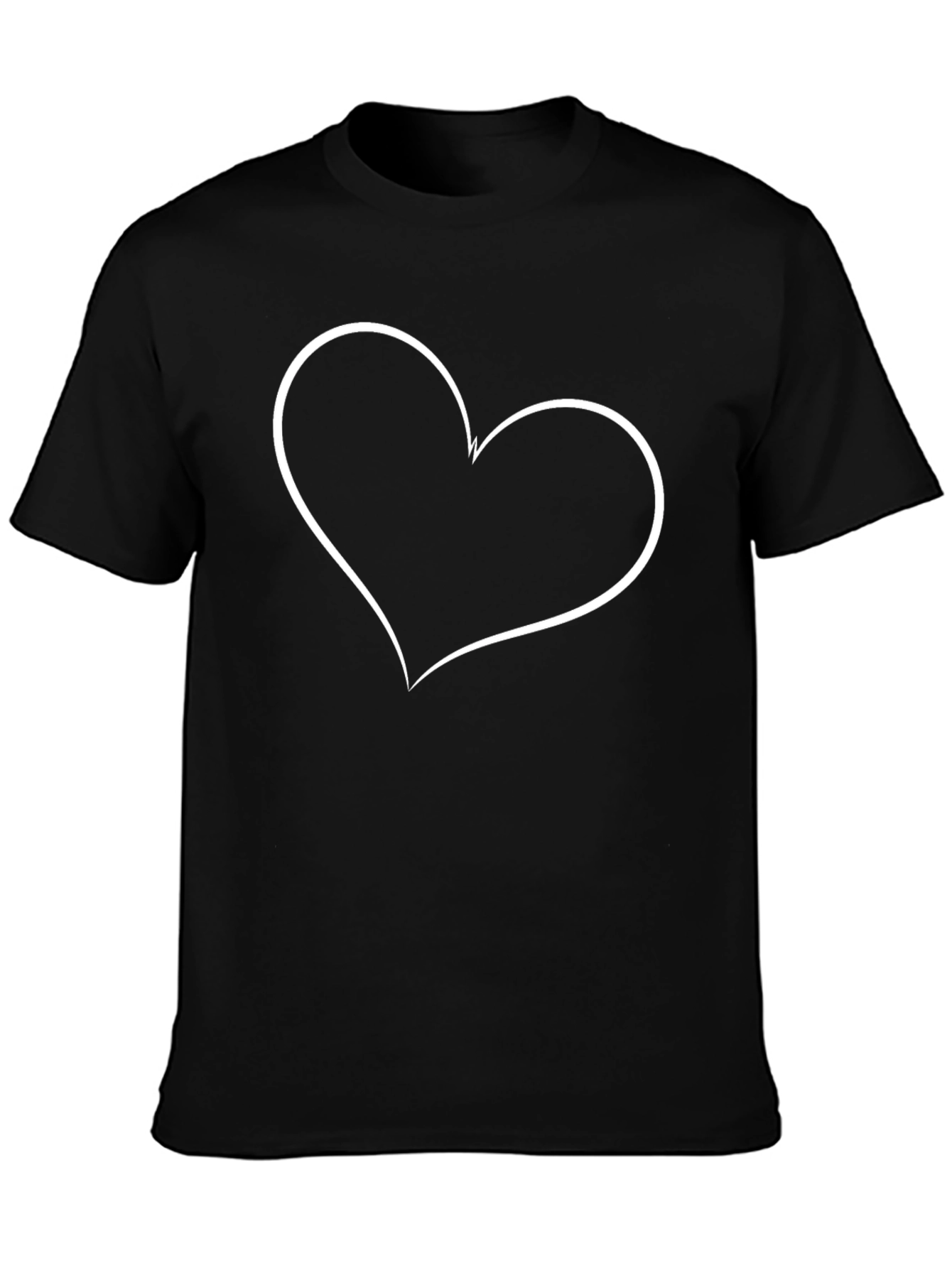 Heart Outline Graphic T-Shirt - Casual Black Tee