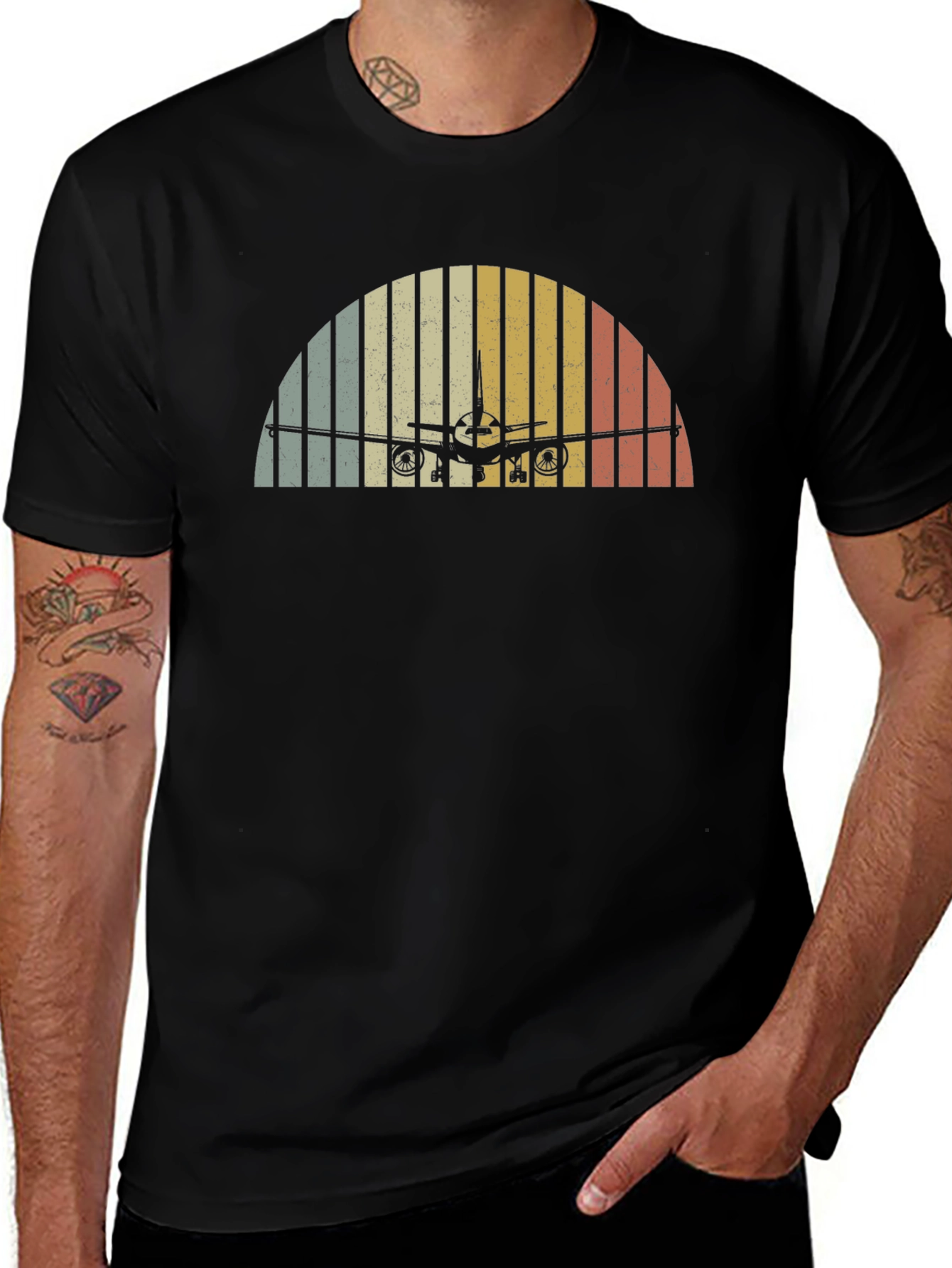 Vintage Airplane Sunset T-Shirt - Aviation Style