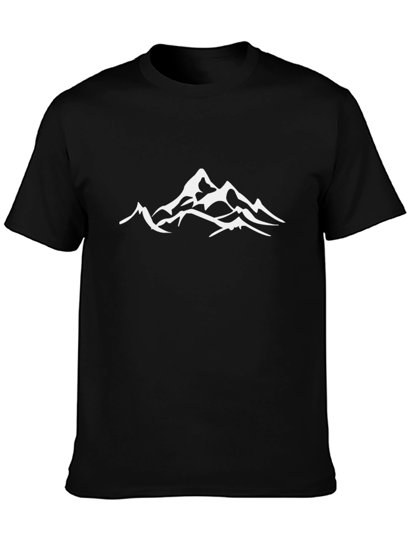 Mens Black T-Shirt with White Mountain Design