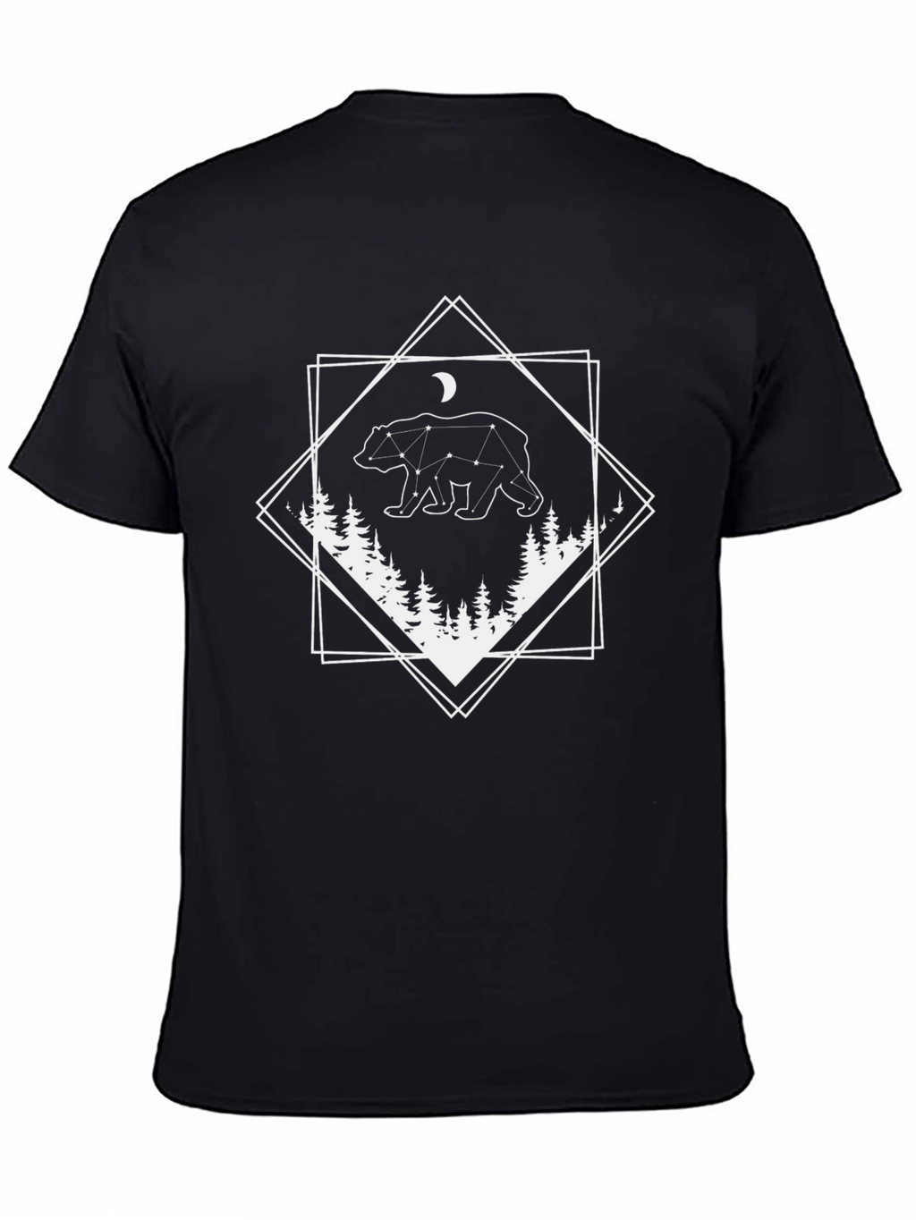 Geometric Bear Constellation Graphic Tee - Black