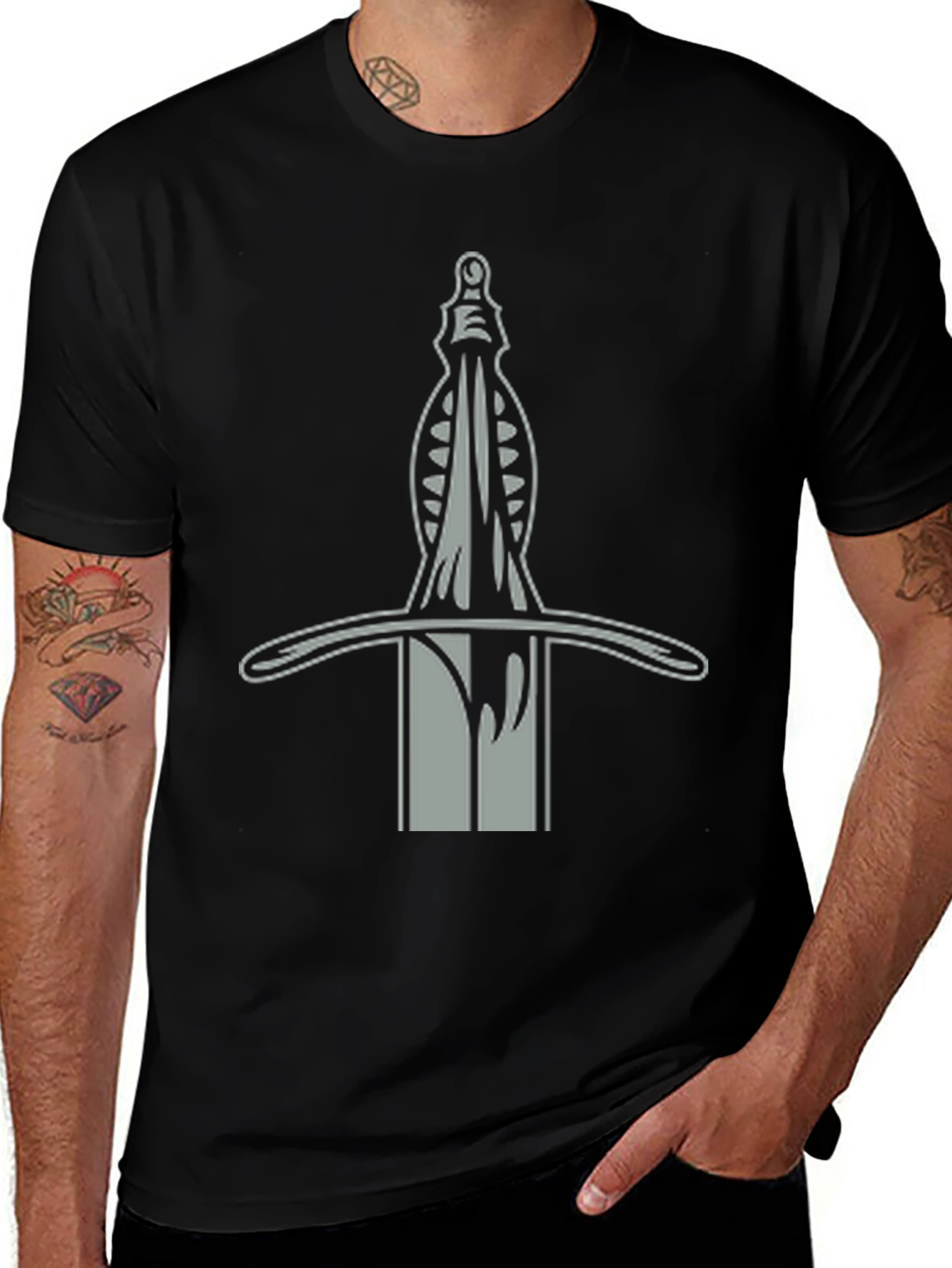 Sword Graphic Tee - Medieval Inspired Black T-Shirt