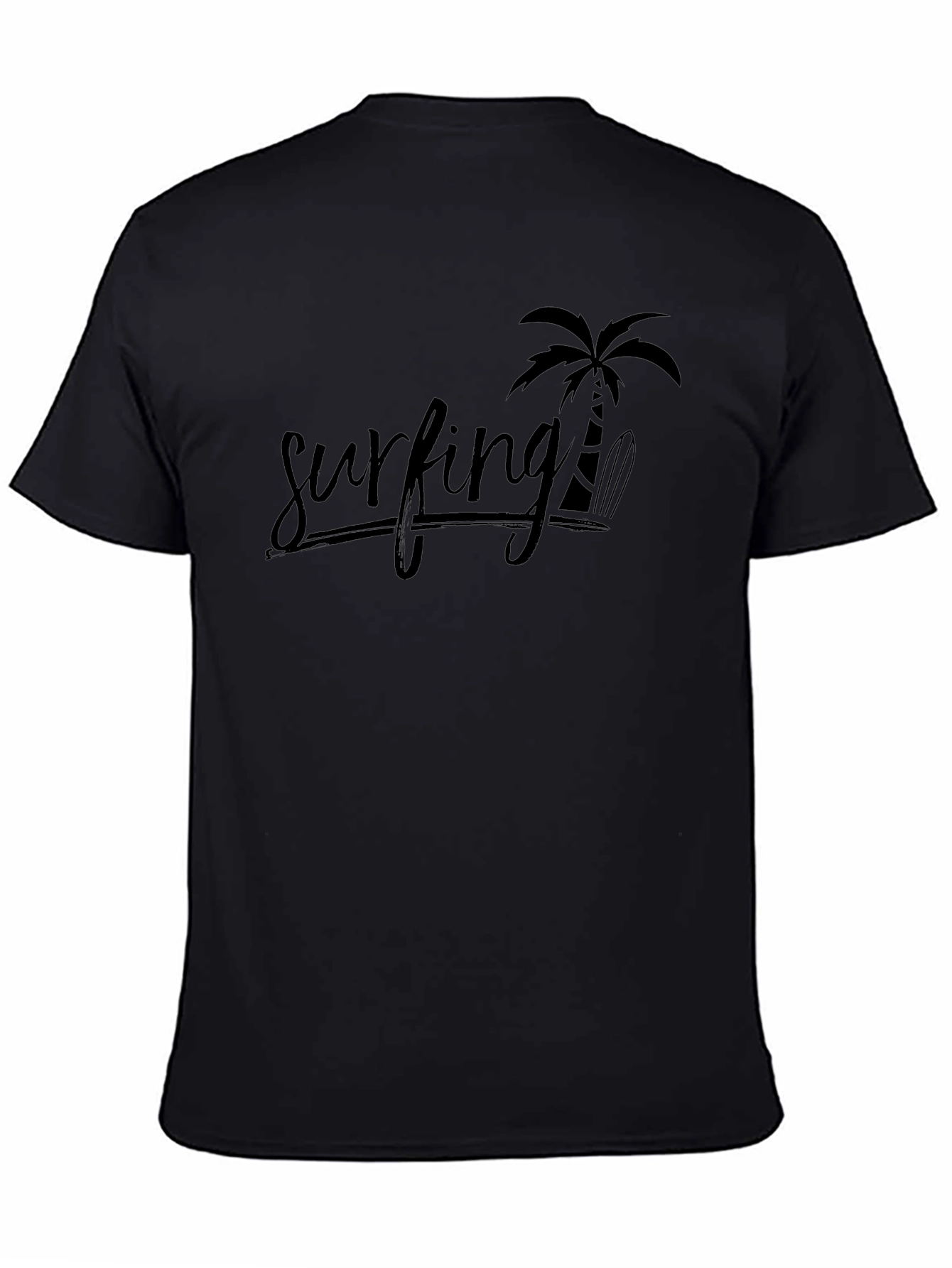 Black Surfing Palm Tree T-Shirt