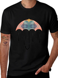 Geometric Umbrella Graphic Tee - Stylish Mens Black T-Shirt