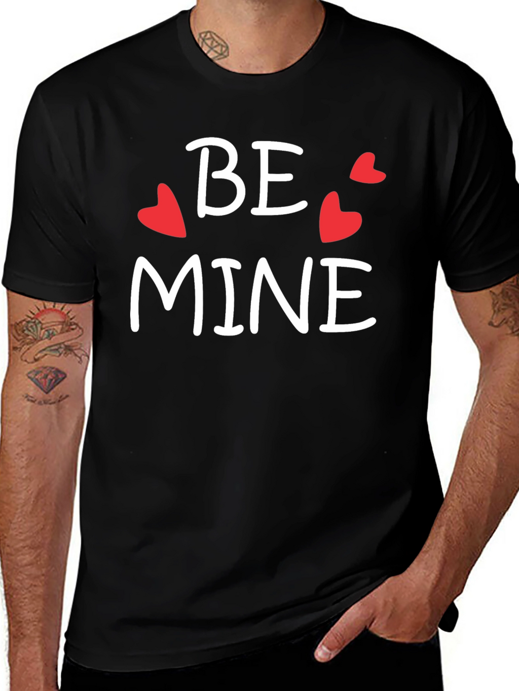 Be Mine Valentines Day Graphic Tee - Black Cotton