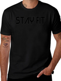 Stay Fit Black Graphic Tee