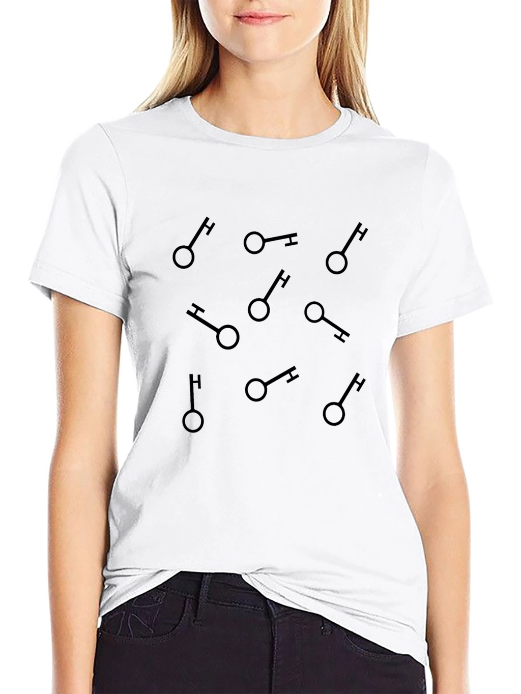 Modern Key Pattern Black T-Shirt