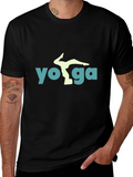 Yoga Pose Graphic Tee - Black Cotton Blend Shirt