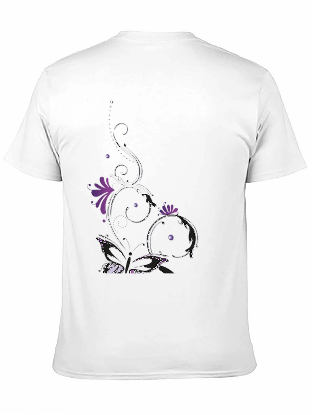 Stylish Black Tee with Floral Butterfly Design