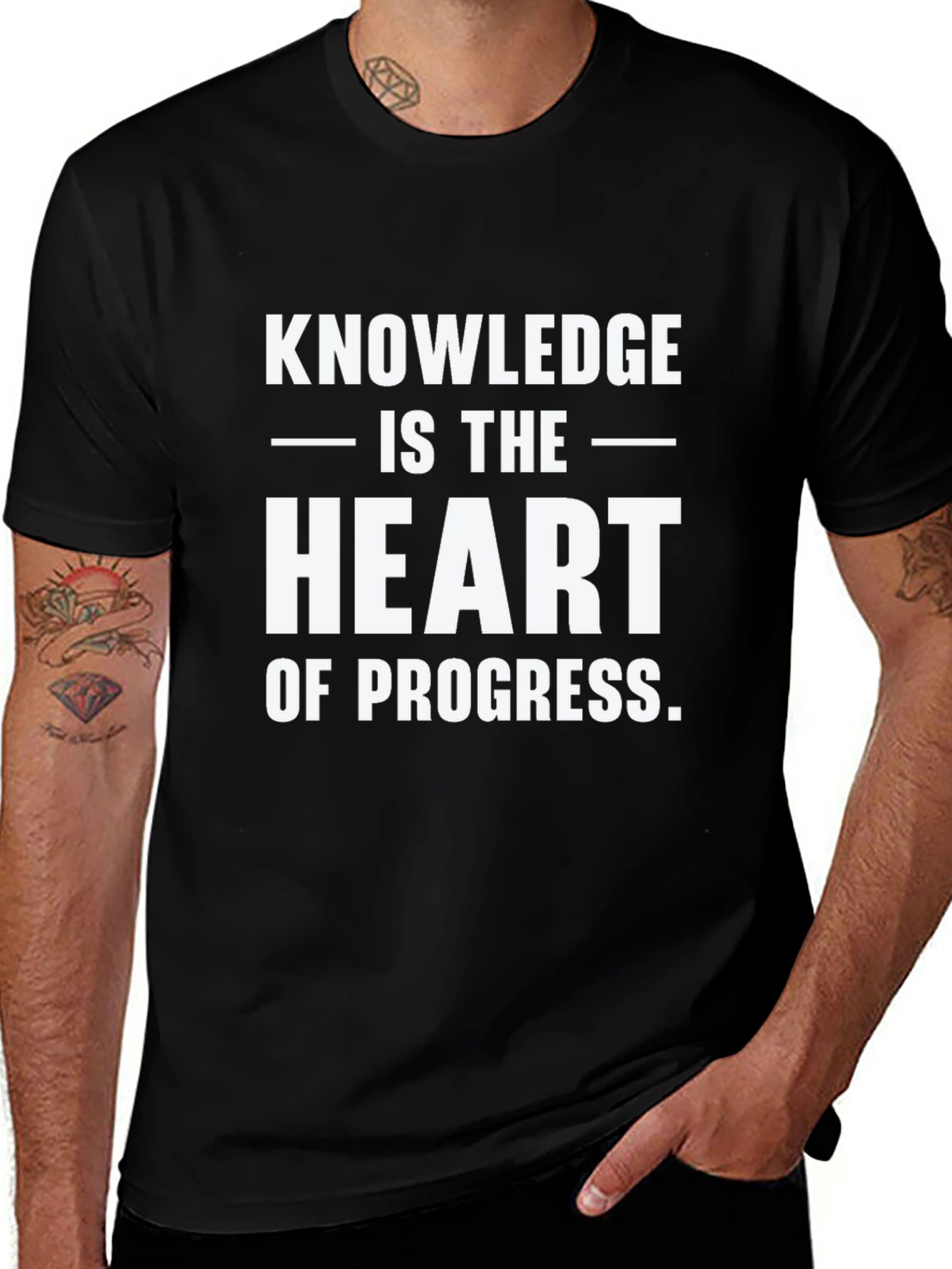 Knowledge is the Heart of Progress Black Tee