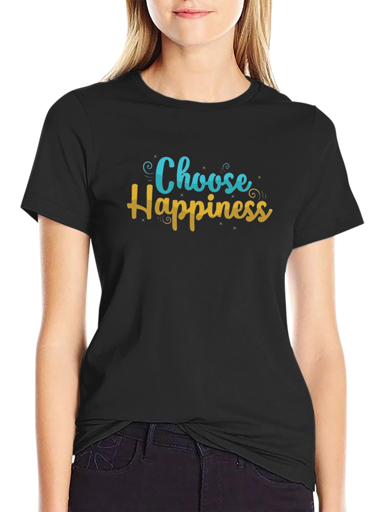 Choose Happiness Graphic Black T-Shirt