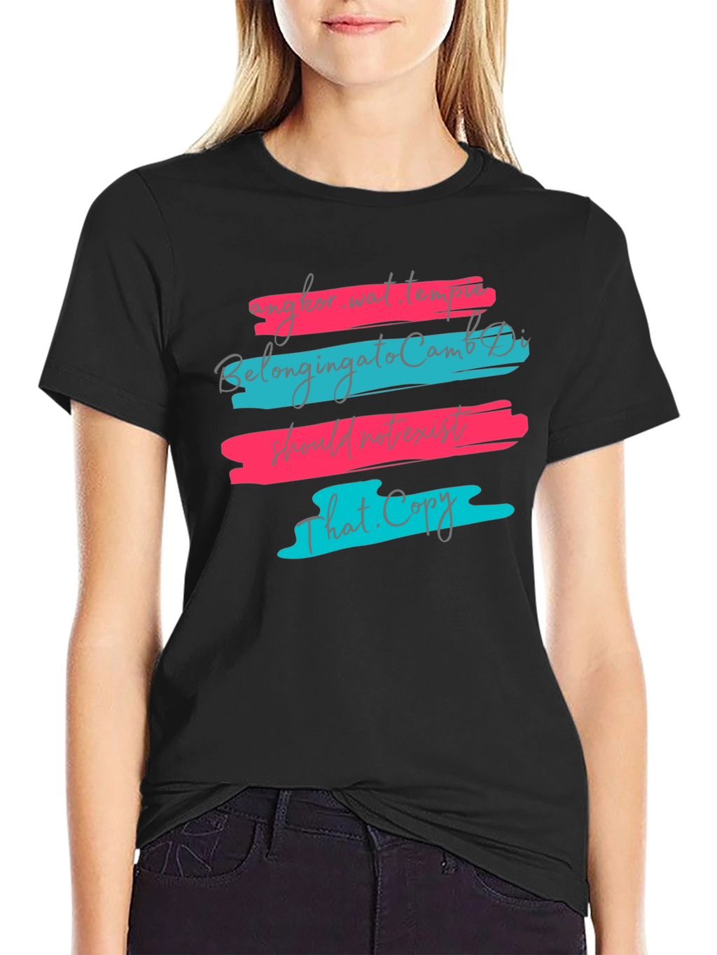 Trendy Graphic Tee: Brushstroke Script Design