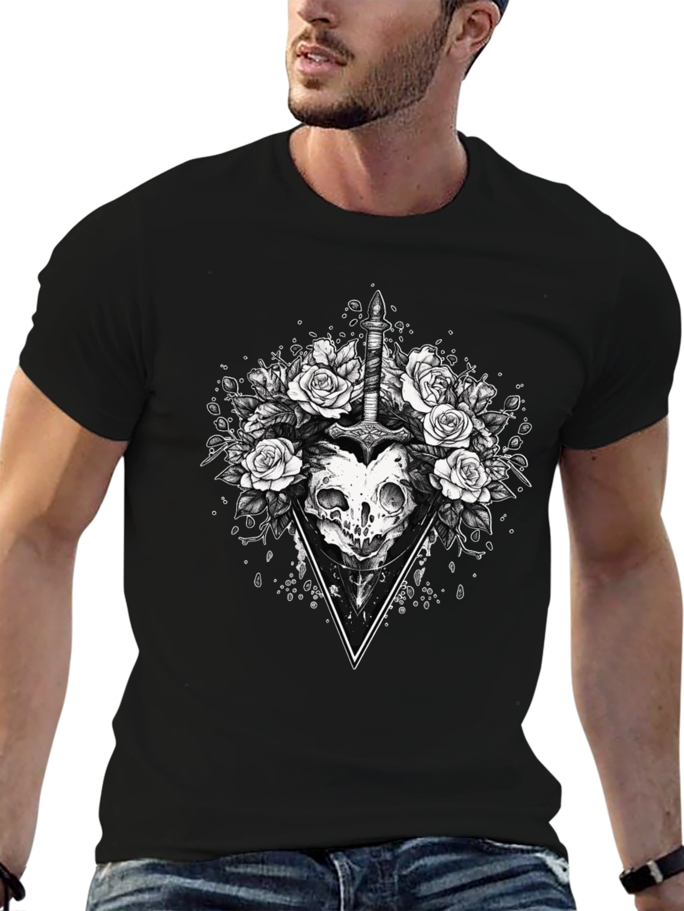 Skull & Roses Graphic Tee - Edgy Style