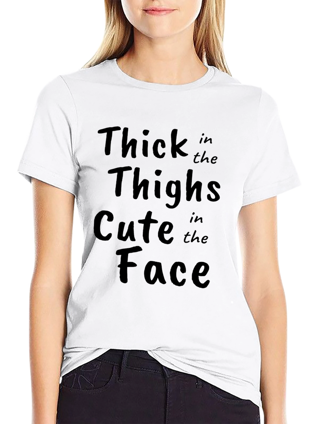 Thick Thighs Cute Face Graphic Tee - Unisex