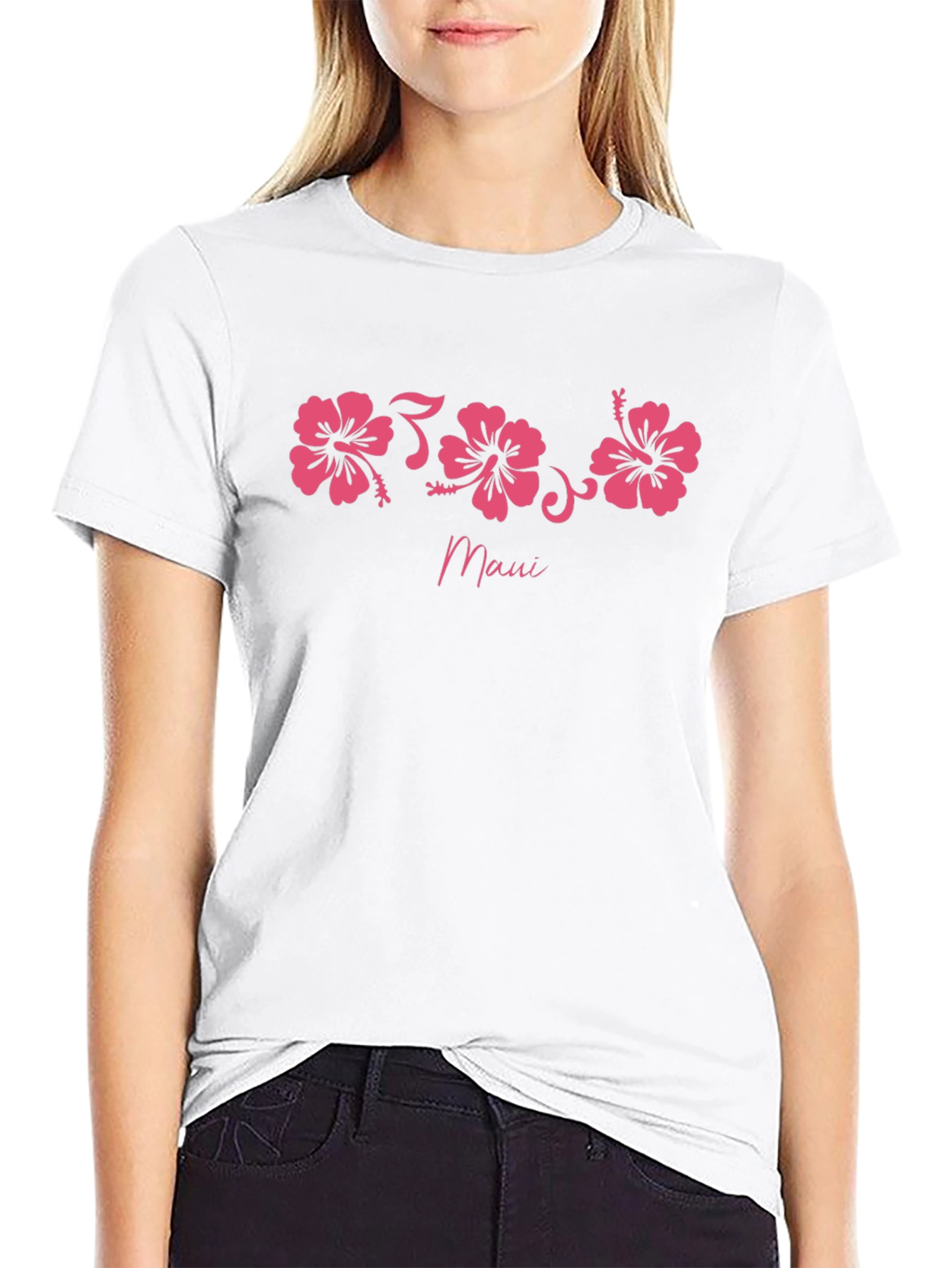 Maui Hibiscus Flower Graphic T-Shirt