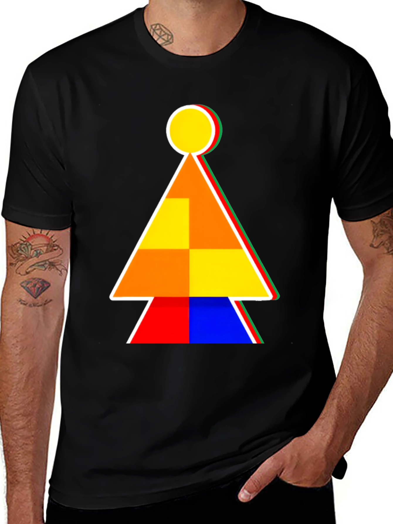 Abstract Geometric Graphic Print Tee
