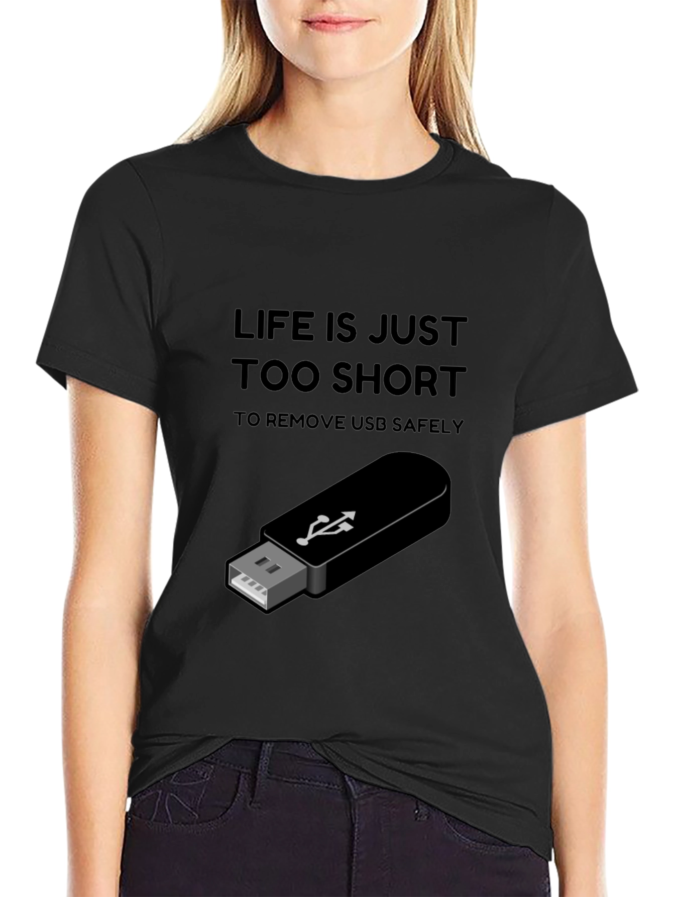 Life is Too Short USB T-Shirt - Black